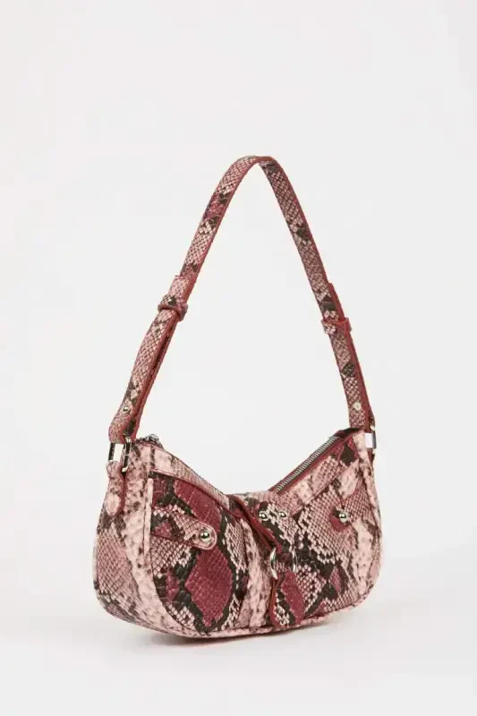 Women's Faux Leather Shoulder Bag-Pink - 3