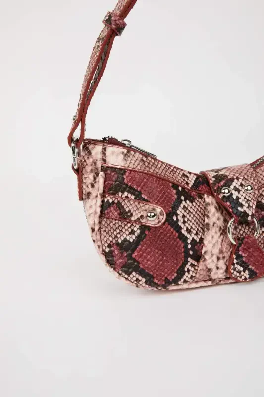 Women's Faux Leather Shoulder Bag-Pink - 5