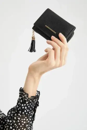 Women's Faux Leather Wallet-Black - DEFACTO (1)