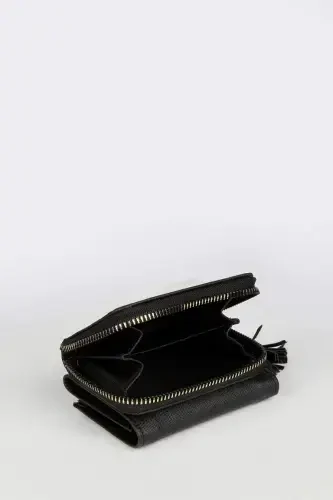 Women's Faux Leather Wallet-Black - 4