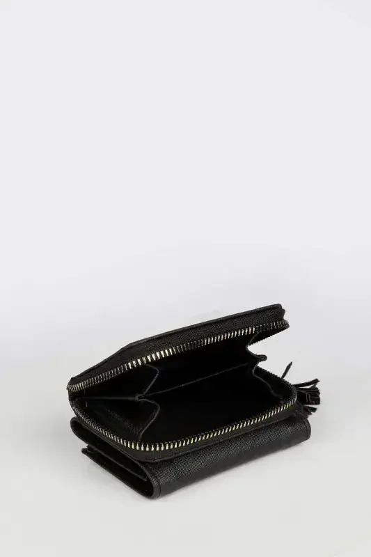 Women's Faux Leather Wallet-Black - 4