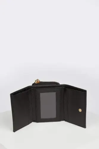 Women's Faux Leather Wallet-Black - 5