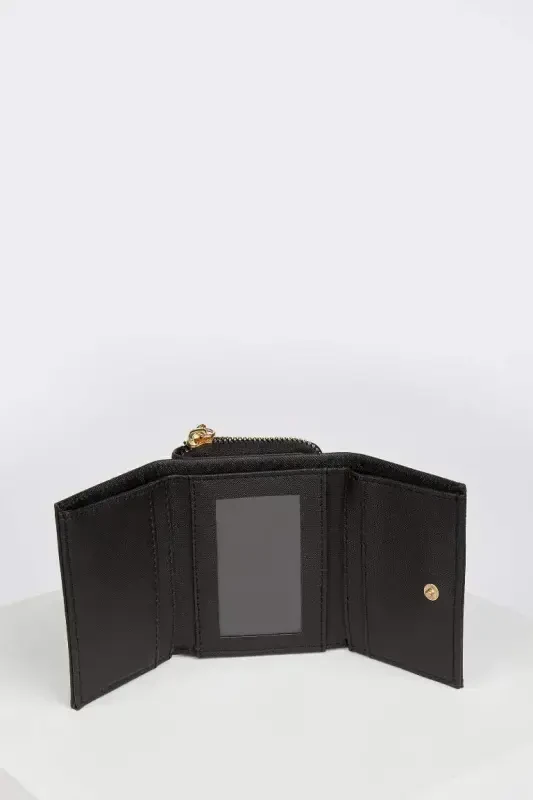 Women's Faux Leather Wallet-Black - 5