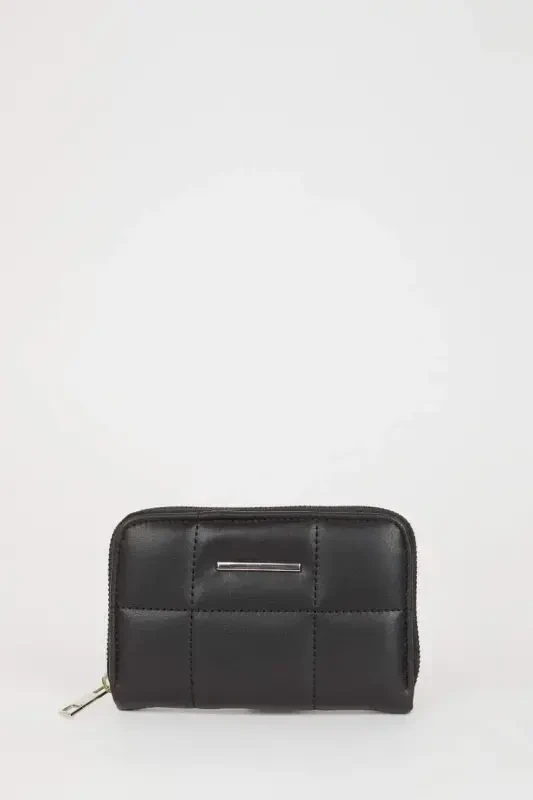 Women's Faux Leather Wallet-Black - 1