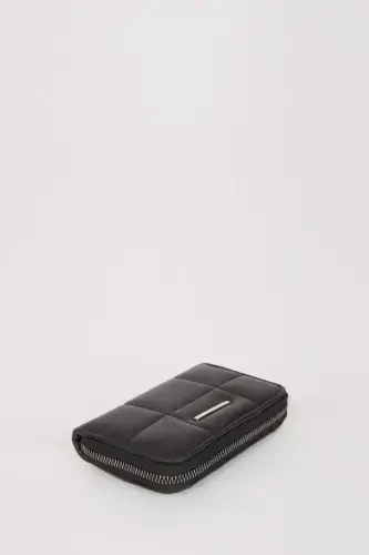Women's Faux Leather Wallet-Black - 5