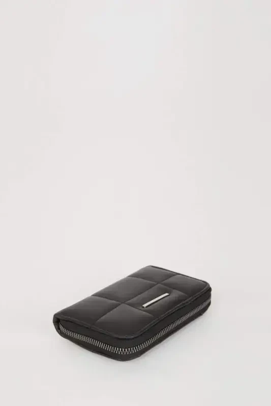 Women's Faux Leather Wallet-Black - 5