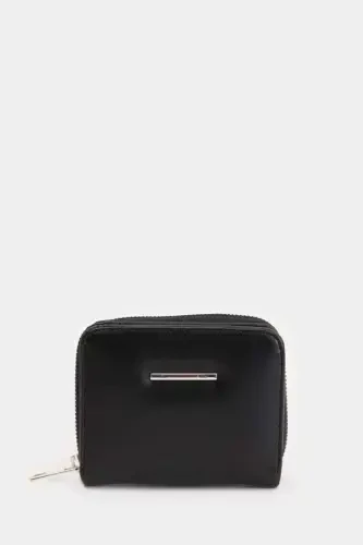 Women's Faux Leather Wallet-Black - 1