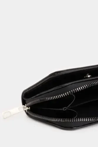 Women's Faux Leather Wallet-Black - 5