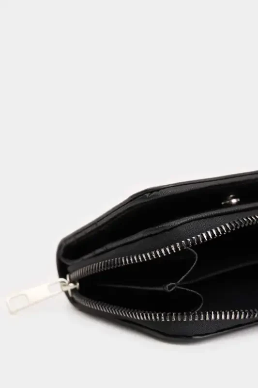 Women's Faux Leather Wallet-Black - 5