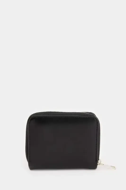 Women's Faux Leather Wallet-Black - 6