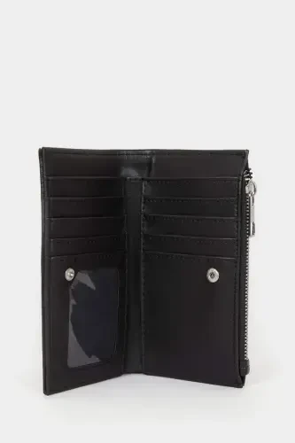 Women's Faux Leather Wallet-Black - 3