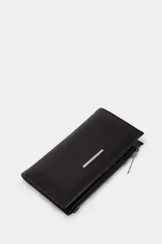 Women's Faux Leather Wallet-Black - 4