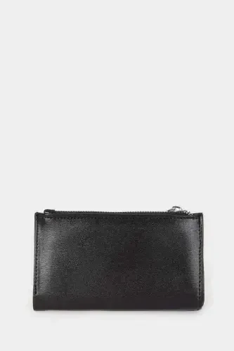 Women's Faux Leather Wallet-Black - 5