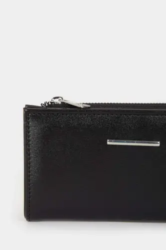 Women's Faux Leather Wallet-Black - DEFACTO (1)