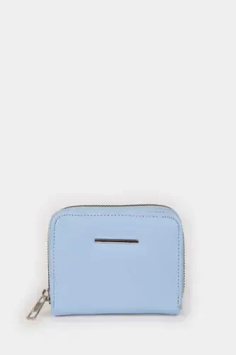 Women's Faux Leather Wallet-Blue 