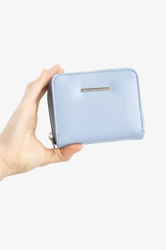 Women's Faux Leather Wallet-Blue - 2