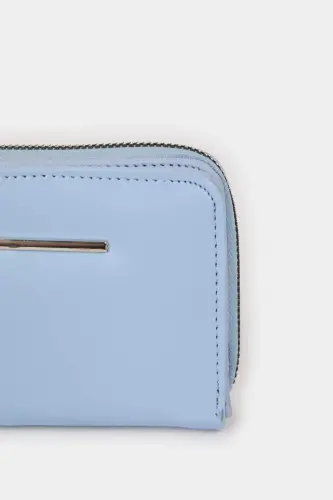 Women's Faux Leather Wallet-Blue - 3