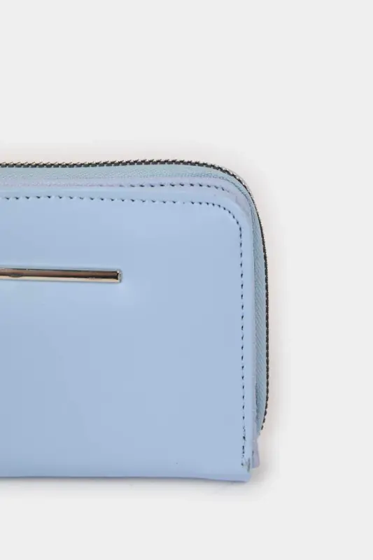 Women's Faux Leather Wallet-Blue - 3