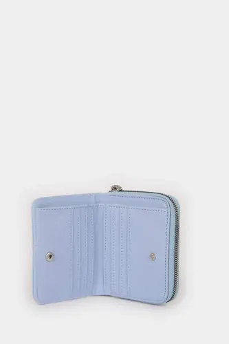 Women's Faux Leather Wallet-Blue - 4