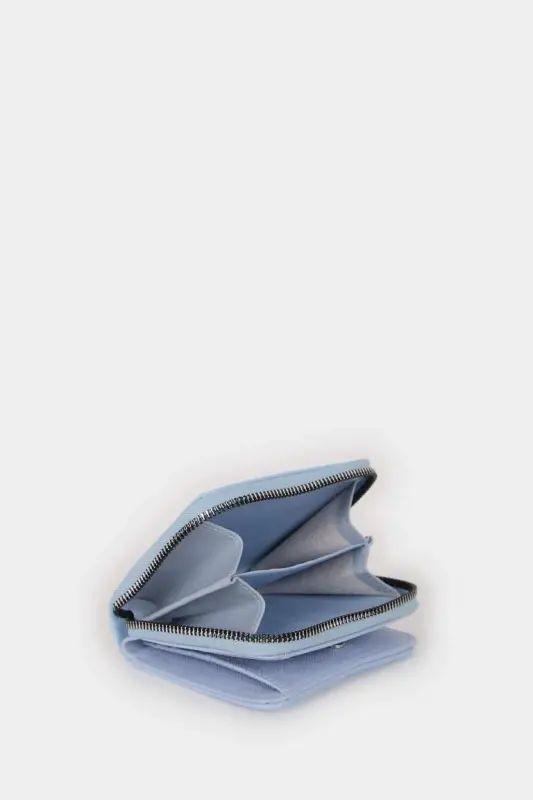 Women's Faux Leather Wallet-Blue - 5