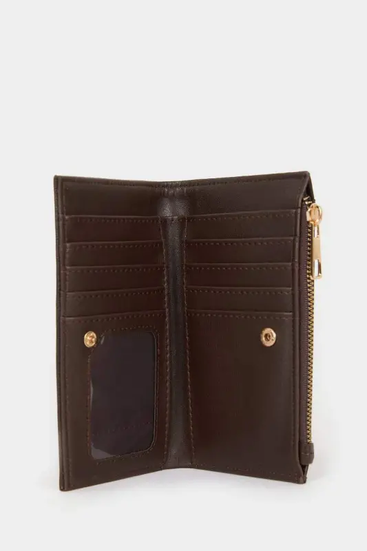 Women's Faux Leather Wallet-Coffee - 3