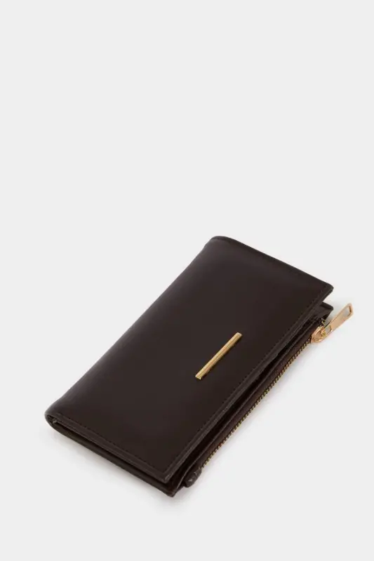 Women's Faux Leather Wallet-Coffee - 4