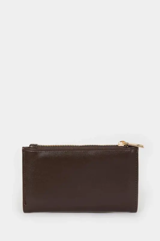 Women's Faux Leather Wallet-Coffee - 5