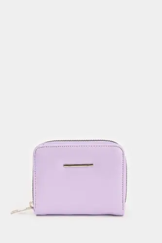 Women's Faux Leather Wallet-Light Lilac - 1