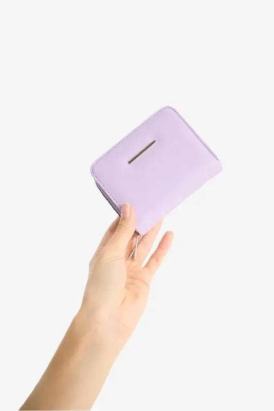 Women's Faux Leather Wallet-Light Lilac - 2
