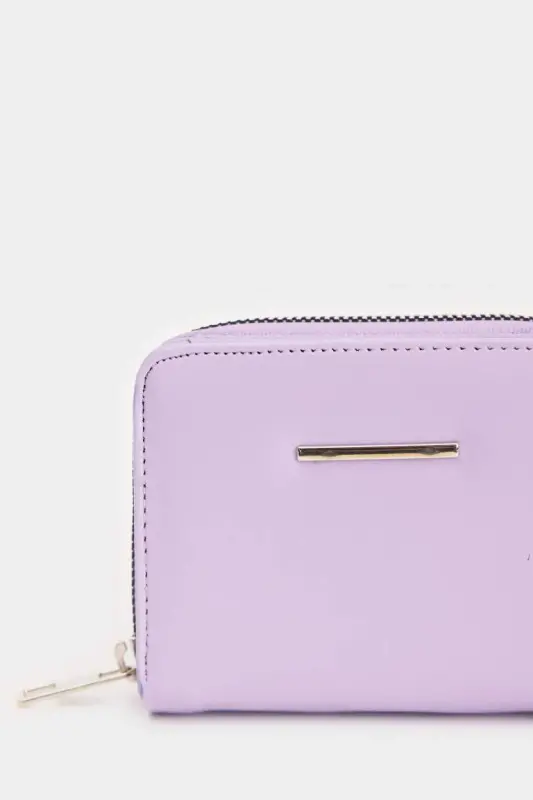 Women's Faux Leather Wallet-Light Lilac - 3