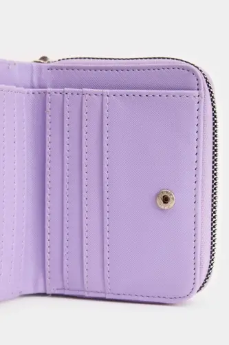 Women's Faux Leather Wallet-Light Lilac - 4