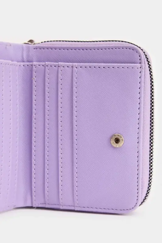 Women's Faux Leather Wallet-Light Lilac - 4