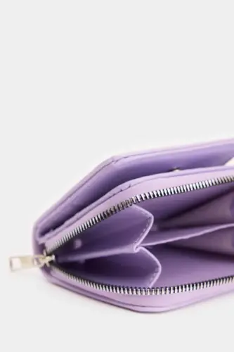 Women's Faux Leather Wallet-Light Lilac - 5