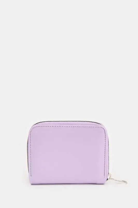 Women's Faux Leather Wallet-Light Lilac - 6