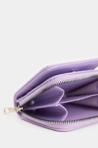 Women's Faux Leather Wallet-Light Lilac - 5