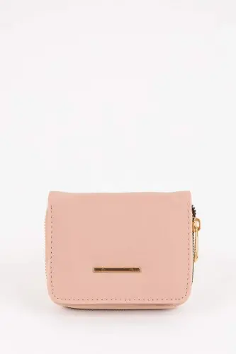 Women's Faux Leather Wallet-Light Pink - 1
