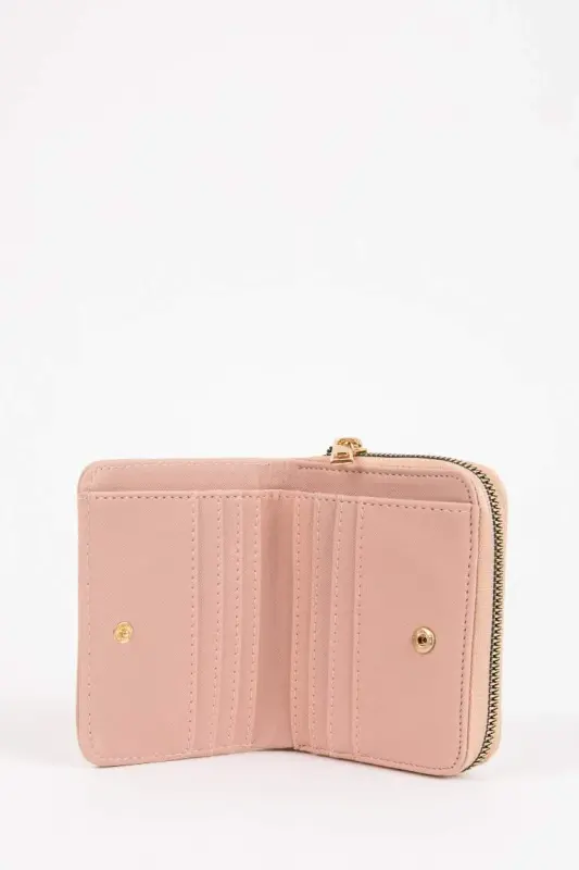 Women's Faux Leather Wallet-Light Pink - 3