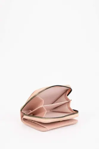 Women's Faux Leather Wallet-Light Pink - 4