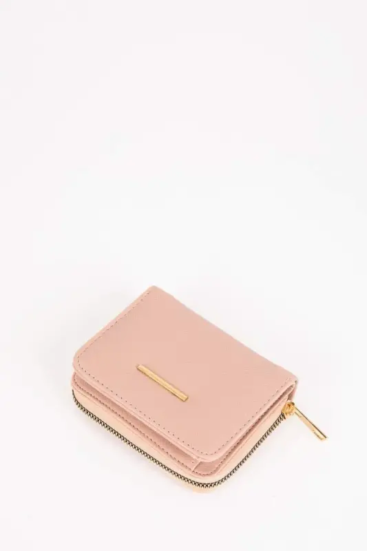 Women's Faux Leather Wallet-Light Pink - 5