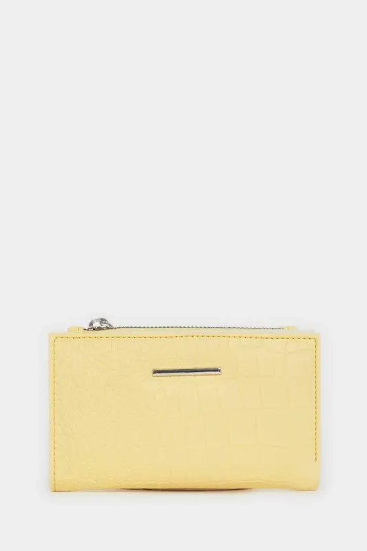 Women's Faux Leather Wallet-Yellow - Modazone