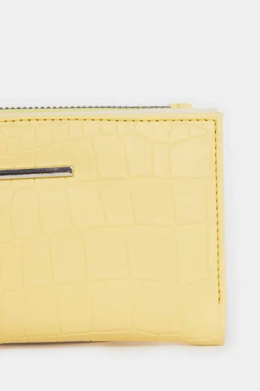 Women's Faux Leather Wallet-Yellow - 3
