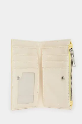 Women's Faux Leather Wallet-Yellow - 4