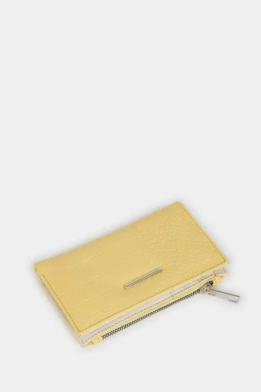 Women's Faux Leather Wallet-Yellow - 5