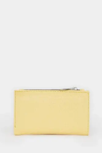 Women's Faux Leather Wallet-Yellow - 6