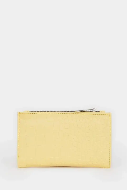 Women's Faux Leather Wallet-Yellow - 6