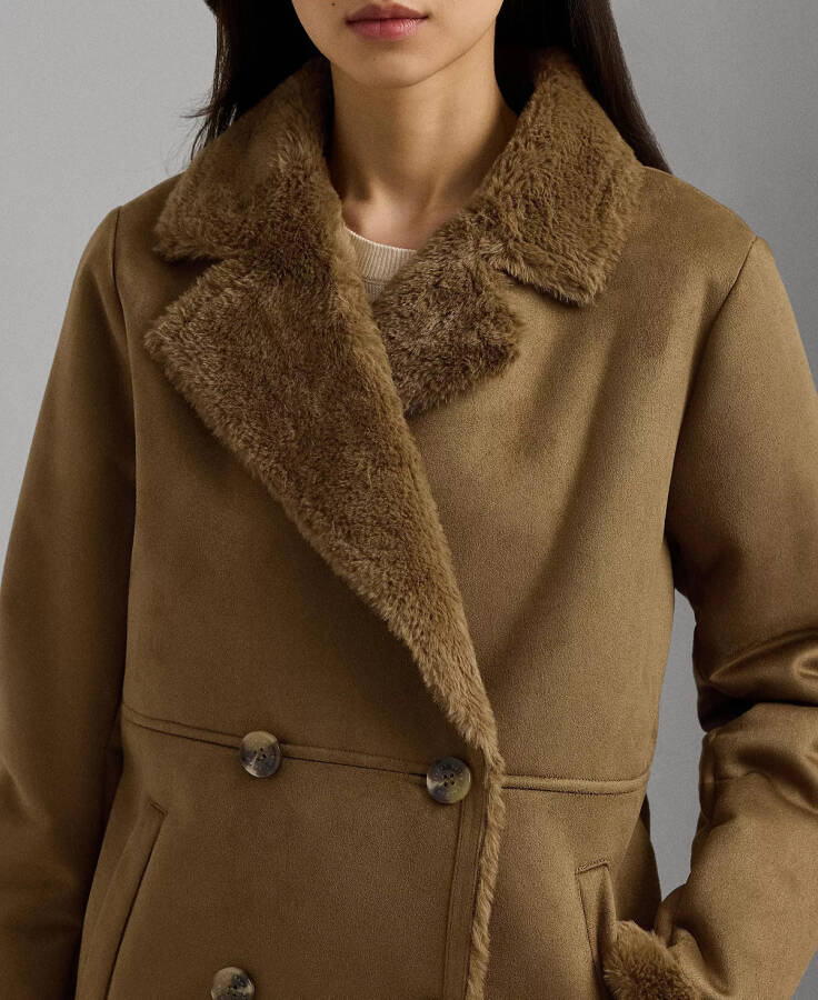 Women's Faux-Shearling Coat Camel - 3