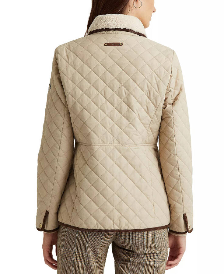 Women's Faux-Sherpa-Collar Quilted Coat Fashion Cream - 2