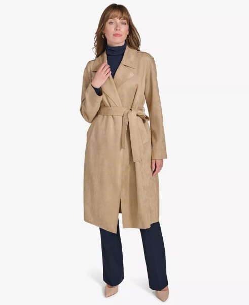 Women's Faux-Suede Trench Coat Tanin - 1