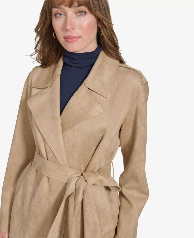 Women's Faux-Suede Trench Coat Tanin - 4