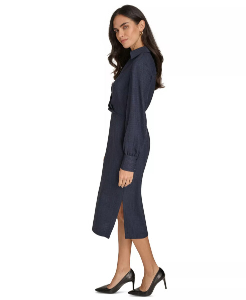 Women's Faux-Wrap Long-Sleeve Sheath Dress Indigo - 2